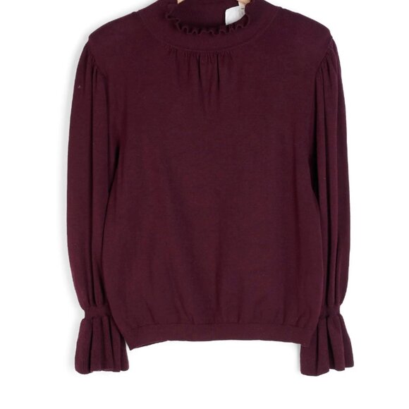 Women's BA&SH Light Knit Sweater, Size Small, Burgundy - Picture 3 of 8